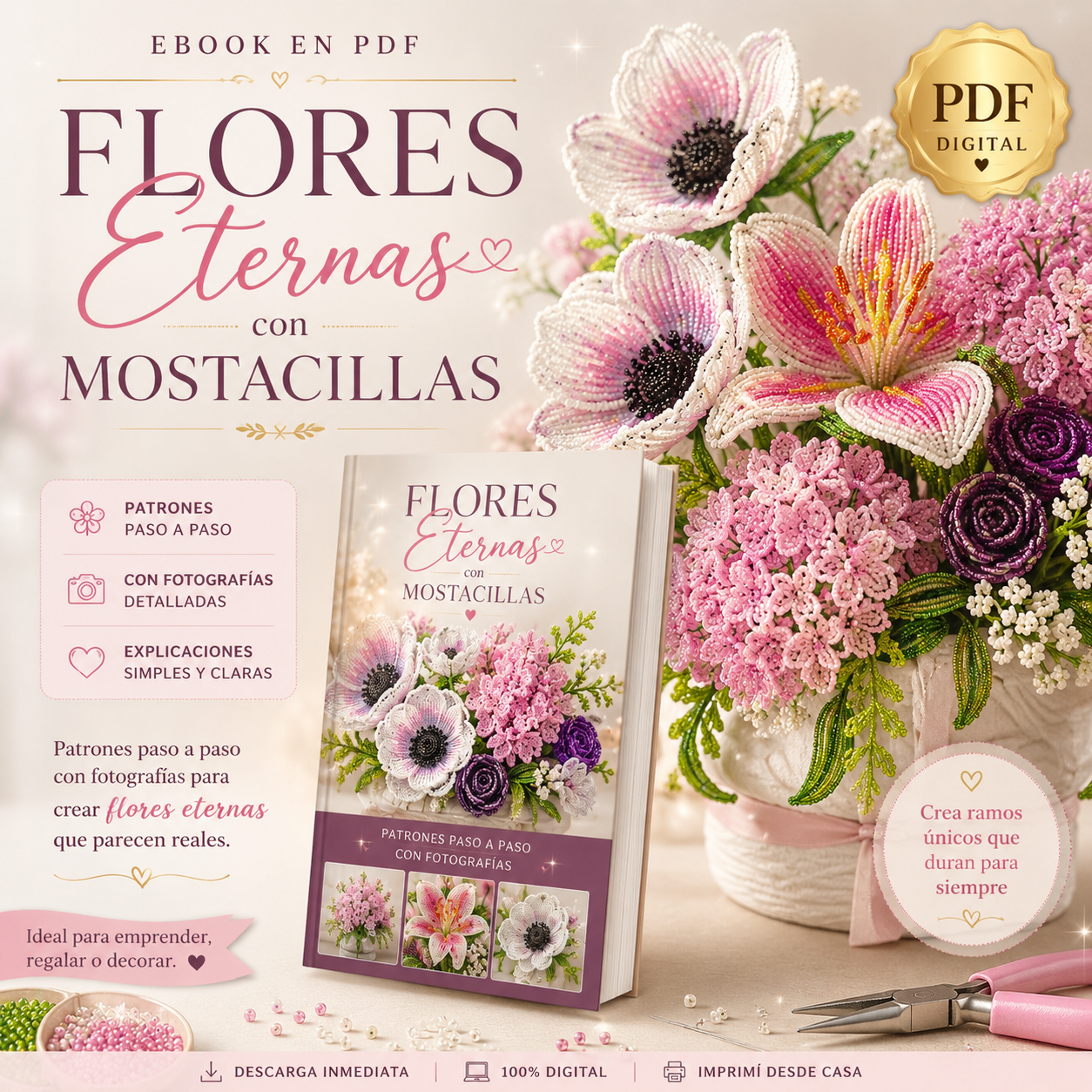 FLORES ETERNAS CON MOSTACILLAS
